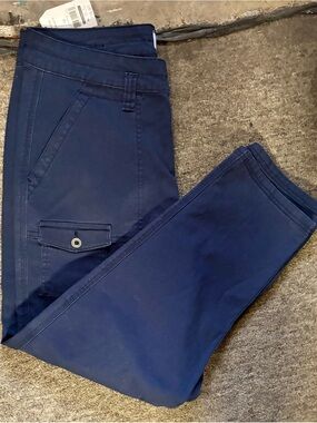 Time and Tru Navy Blue Cargo Pants with Button Flap Pocket